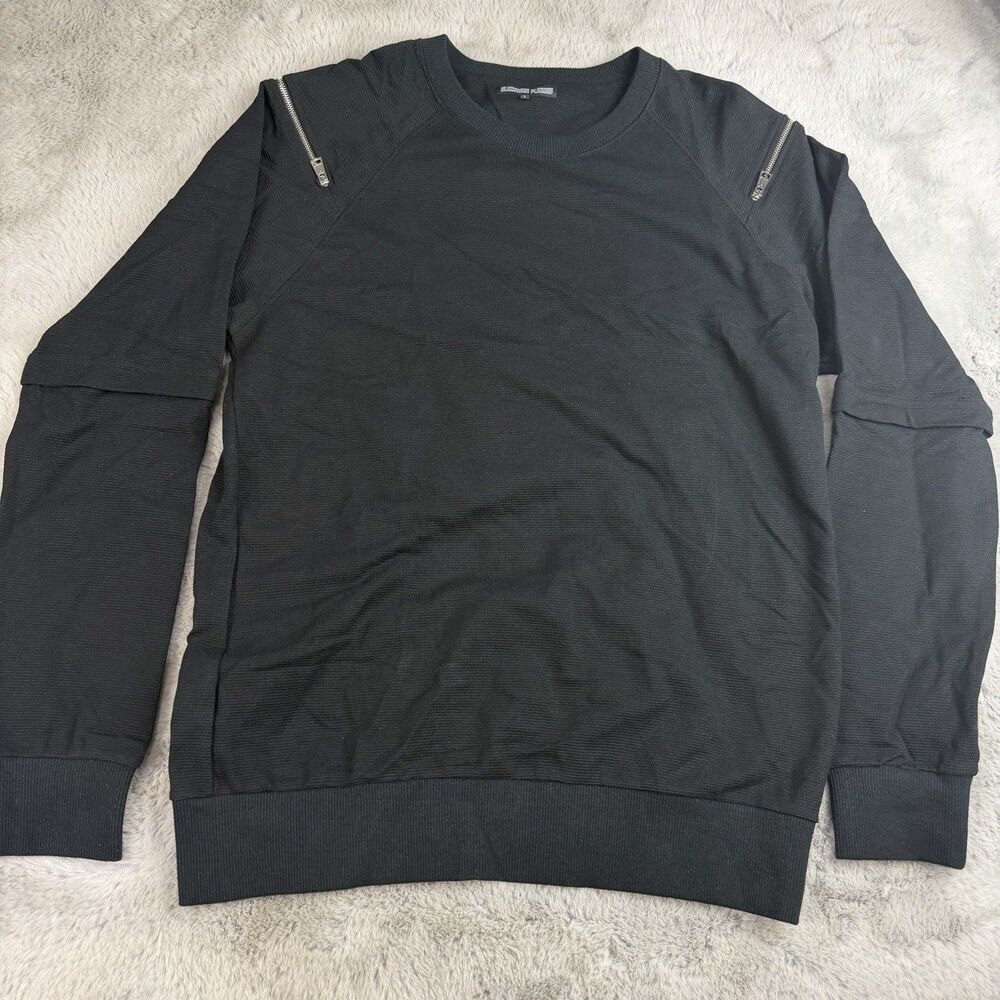 Alexandre Plokhov Pullover Shoulder Zipper Mens Sweater Black Cotton  L